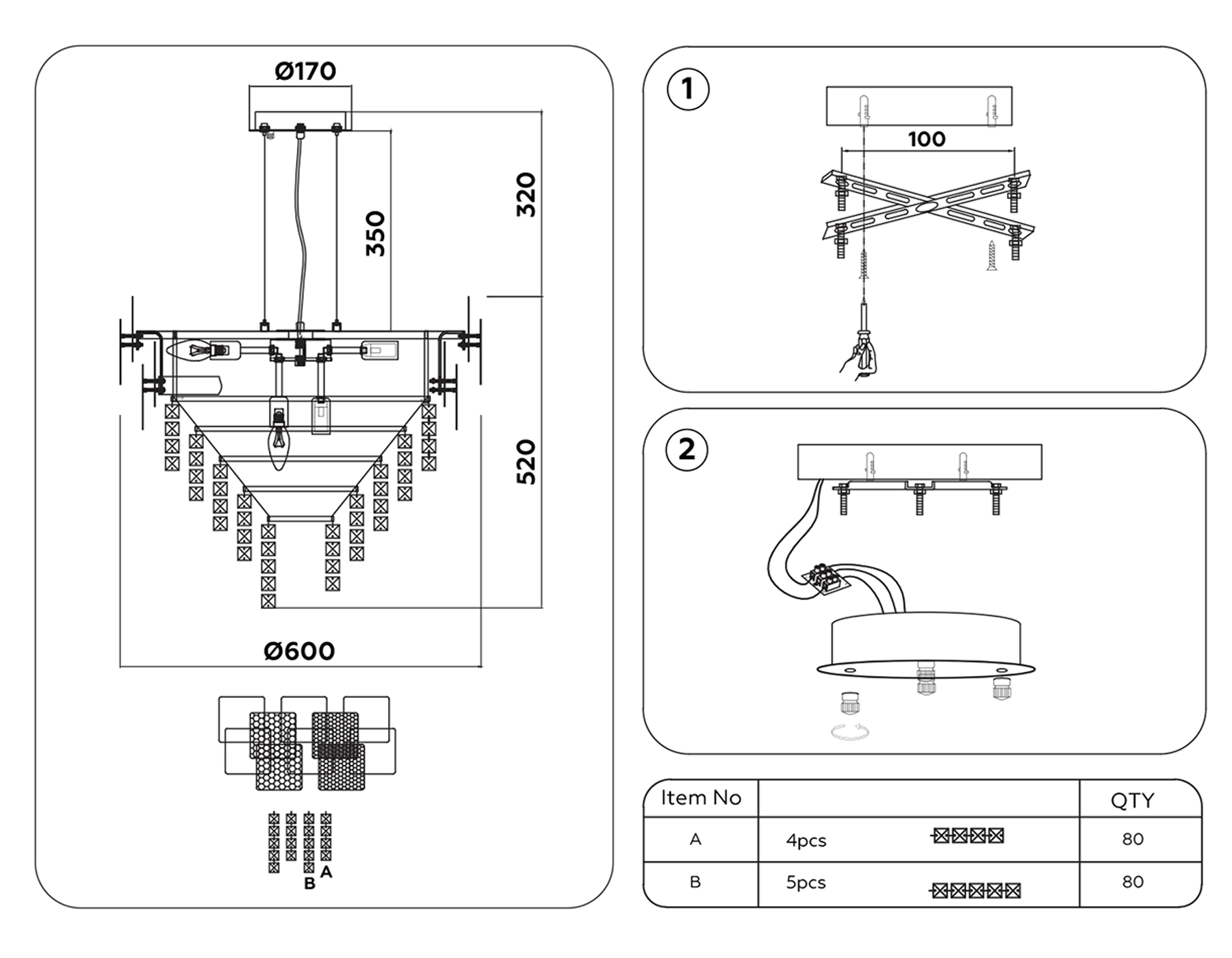 TR5242/9 SL/CL серебро/прозрачный E14/9 max 40W D600*840