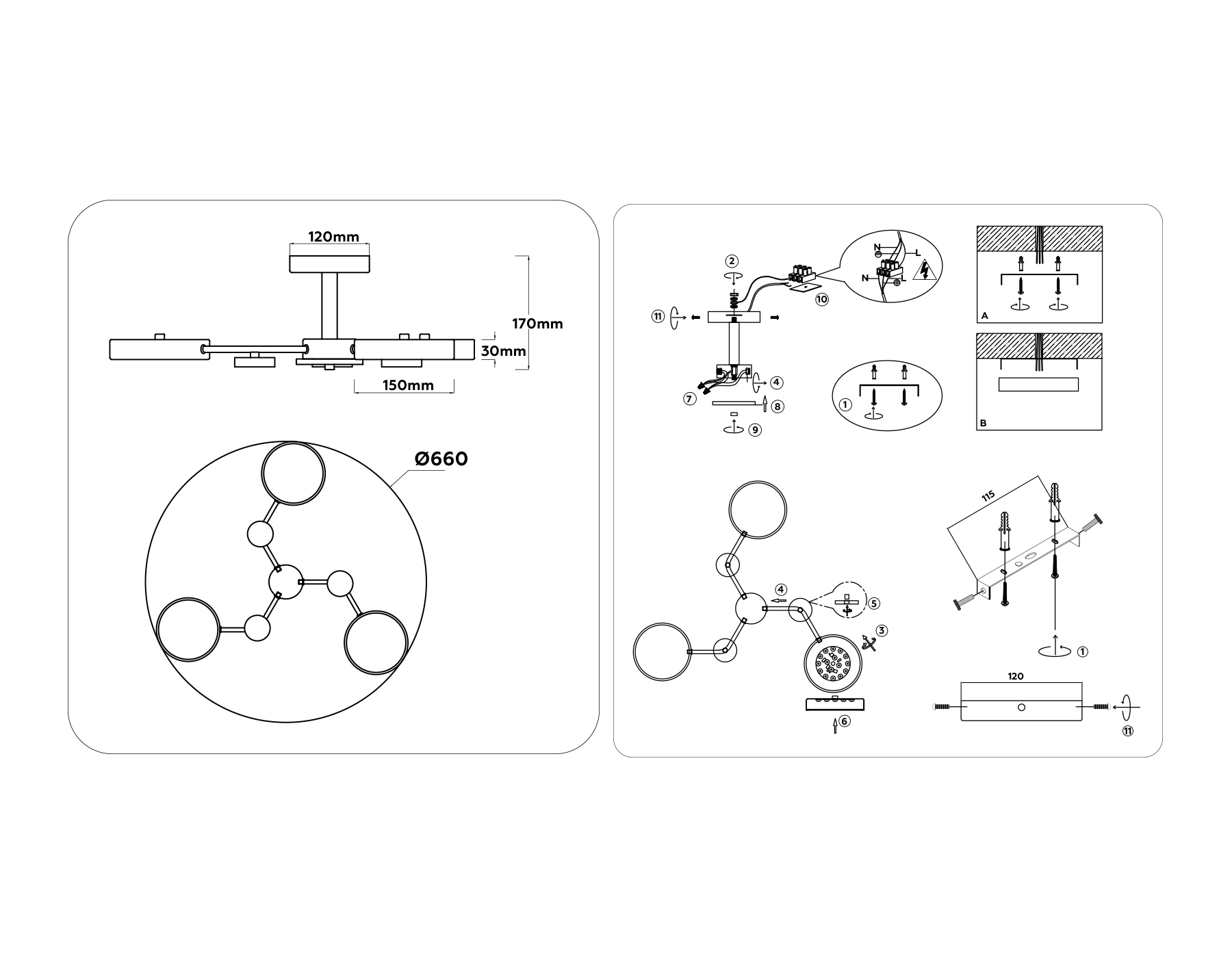 FL4855/3 WH/WD белый/дерево 54W 3000-6000K D660*170 (без ПДУ)