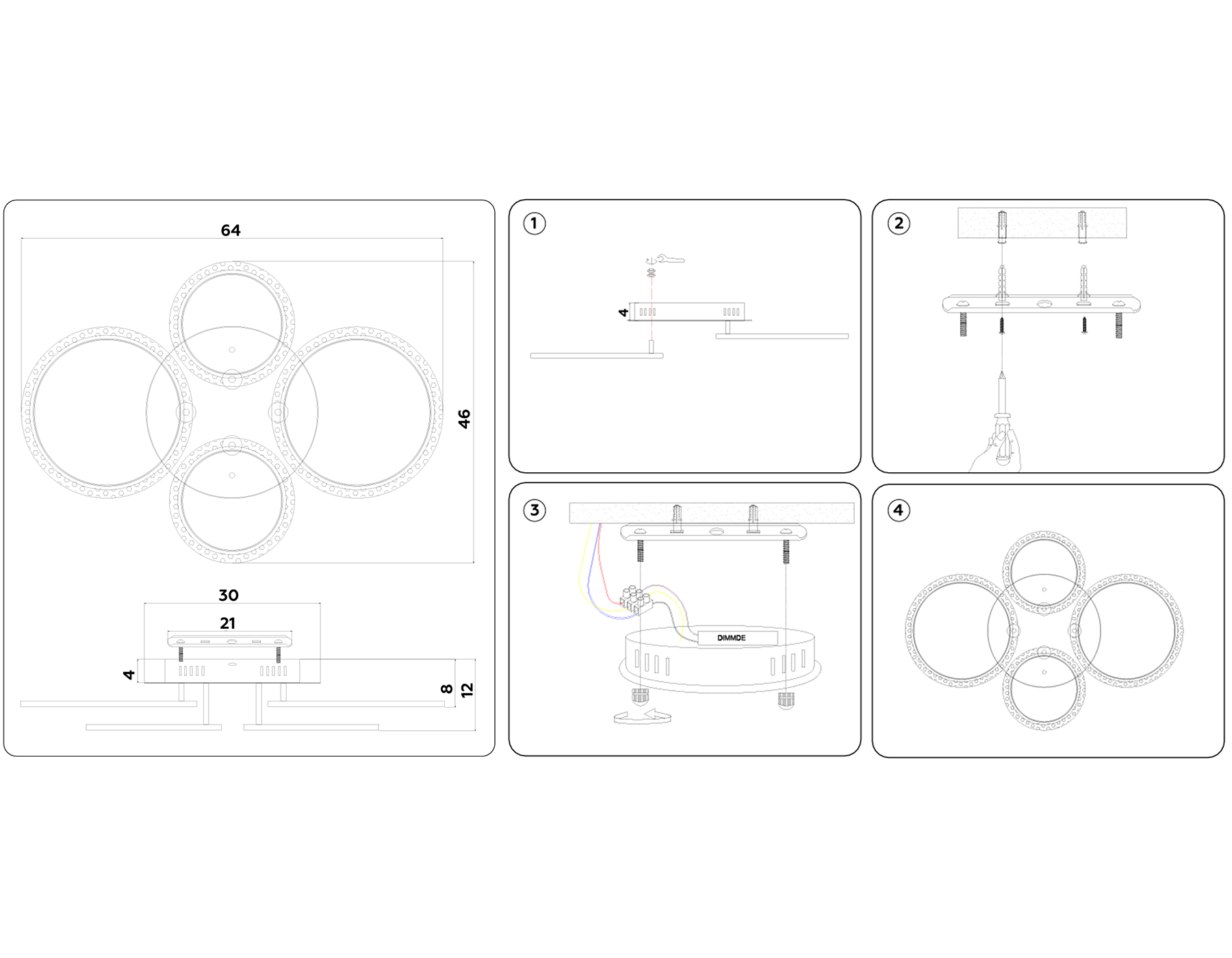 FA416/2+2 GD золото 60W 640*460*120 (ПДУ РАДИО 2.4G)