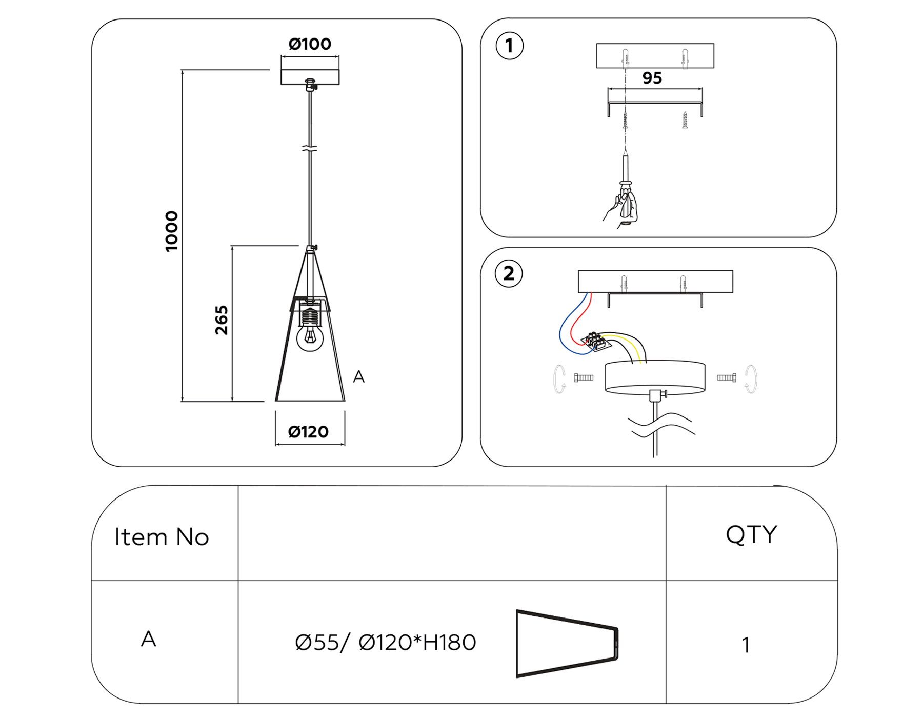 TR3666 BS/CL латунь/прозрачный E14 max 40W D120*1000