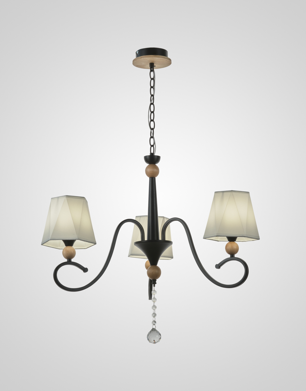 Подвесная люстра PL6238-3 BK+Wood 000060427