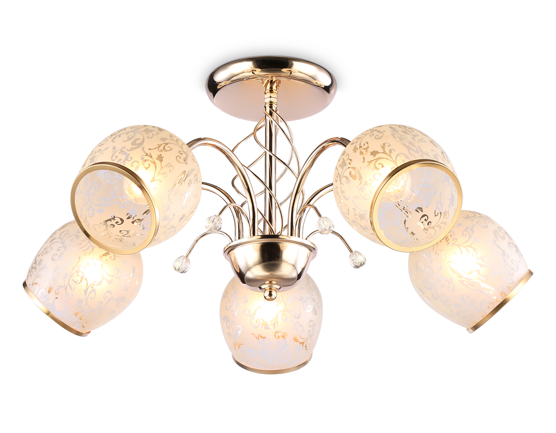 TR3189/5 GD/CL/FR золото/прозрачный/белый матовый E27/5 max 40W D600*285