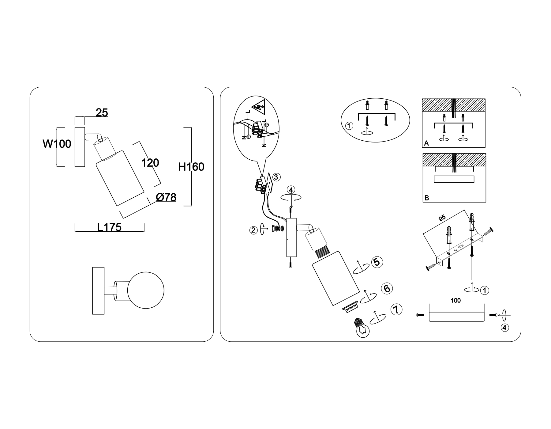 TR8720 BK/WD черный/дерево E14 max 60W 175*100*160