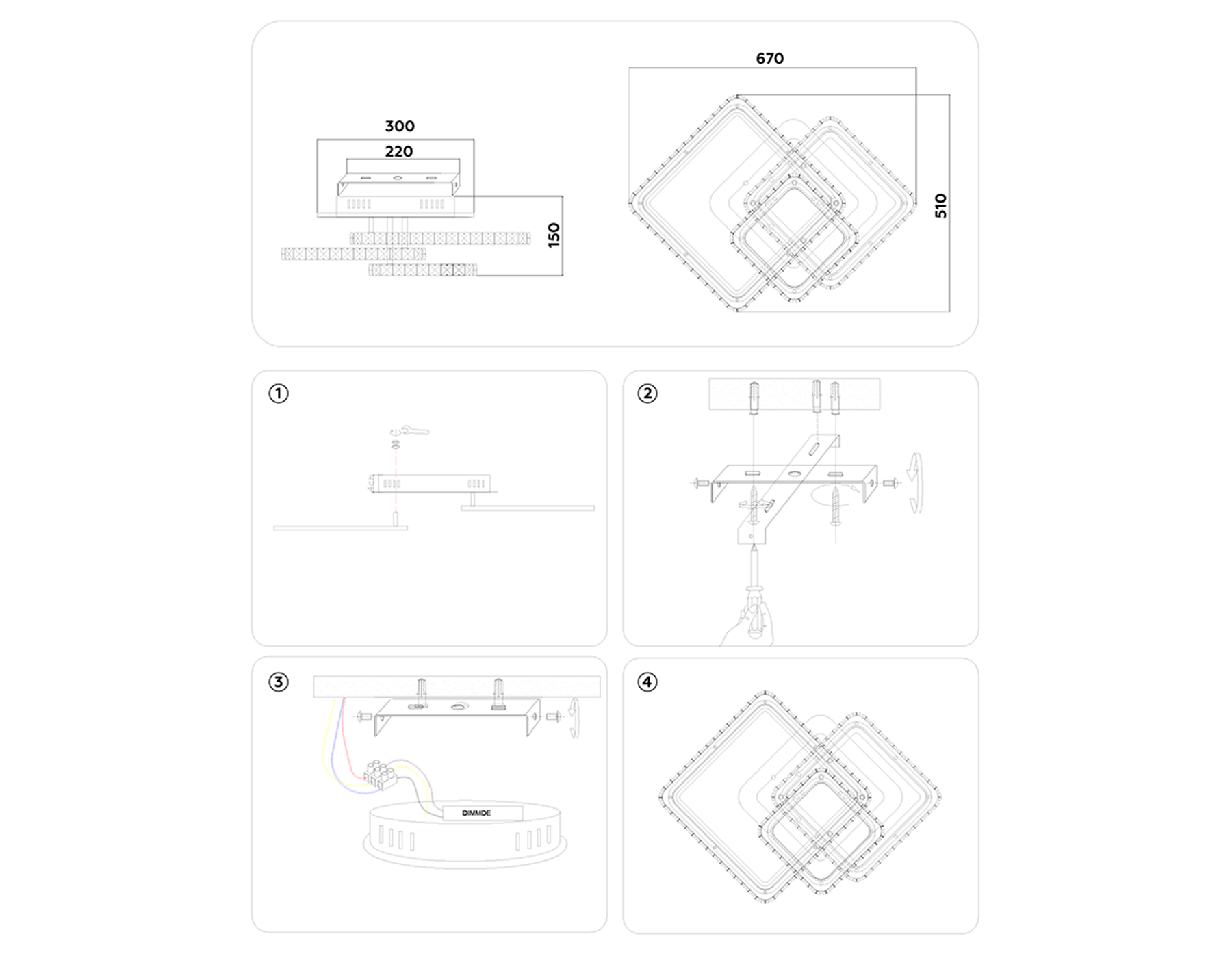FA1732/3 WH/CH белый/хром 145W 3000K/4200K/6400K 670*510*150 (ПДУ РАДИО 2.4G)