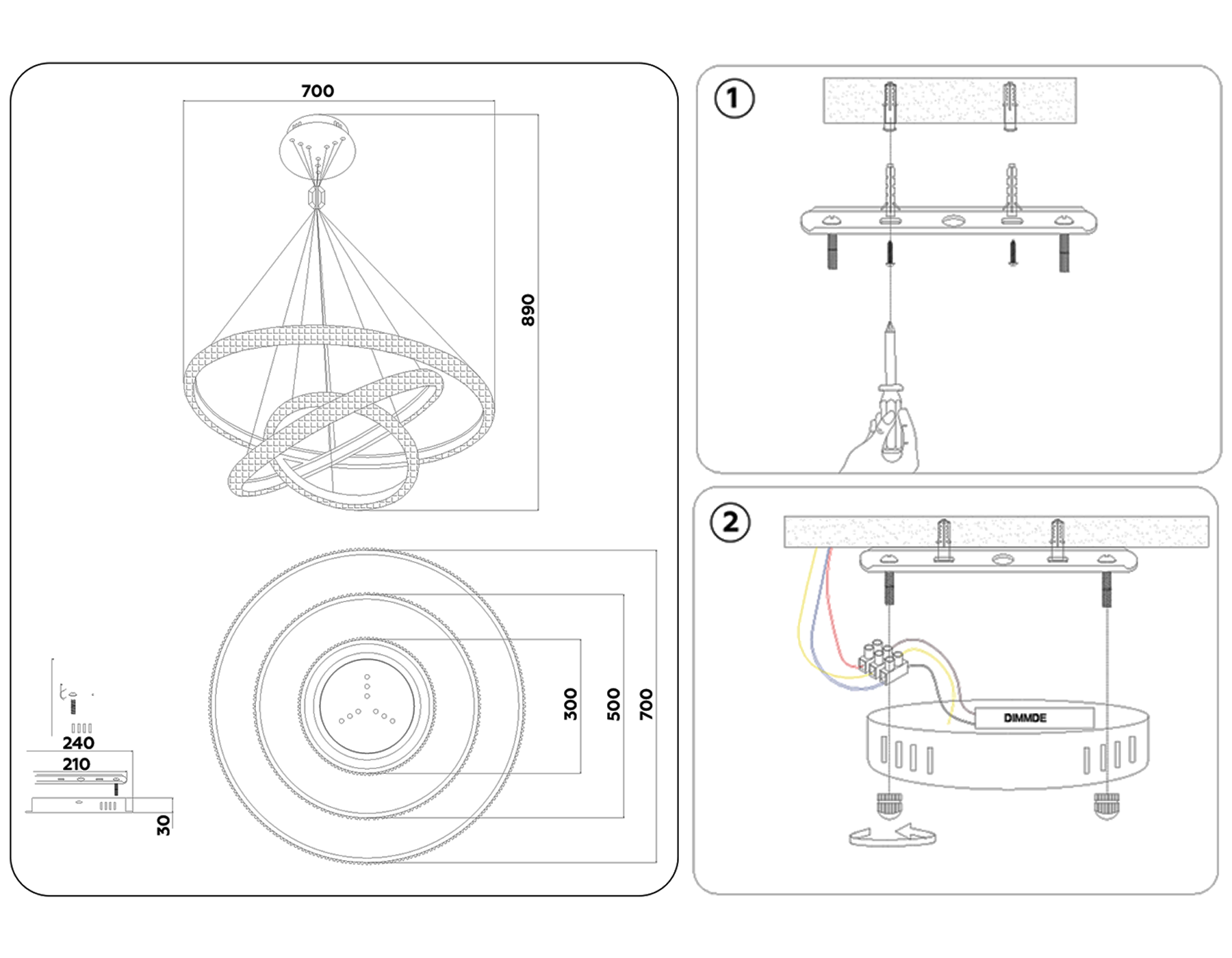 FA6157/3 WH белый 3000K/4200K/6400K 106W D700*890 (ПДУ РАДИО 2.4G)