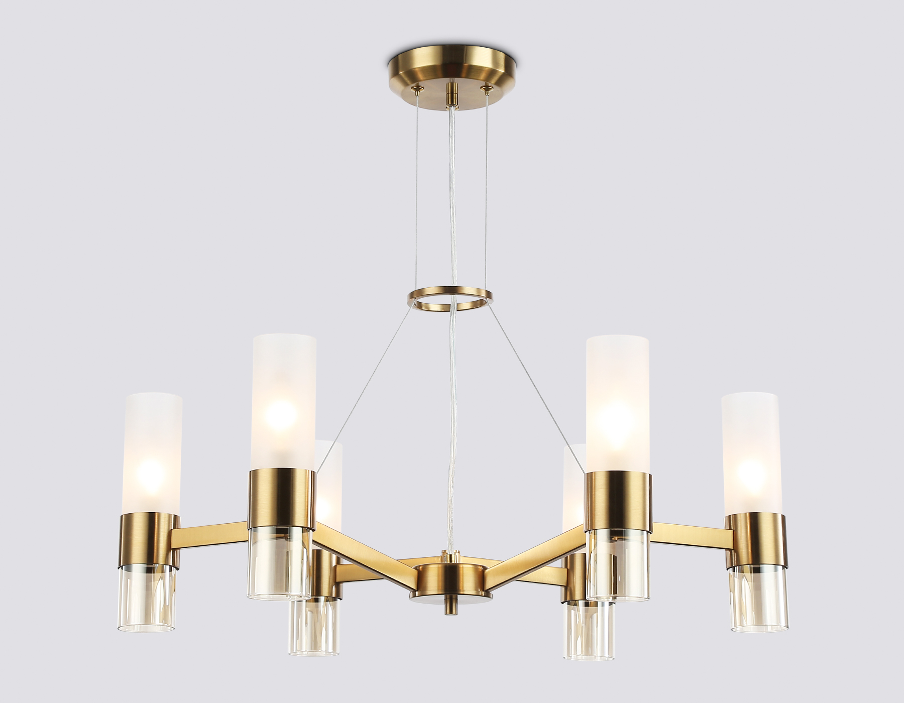 LH55114/6 BS/FR/TI латунь/белый матовый/янтарь E14*6 max 40W D650*1080