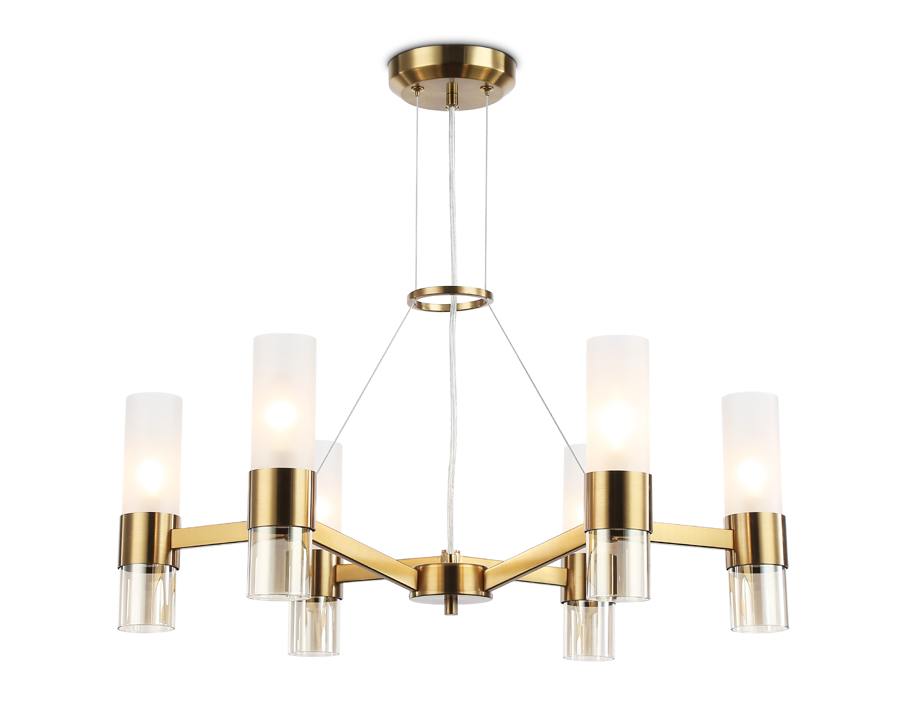 LH55114/6 BS/FR/TI латунь/белый матовый/янтарь E14*6 max 40W D650*1080