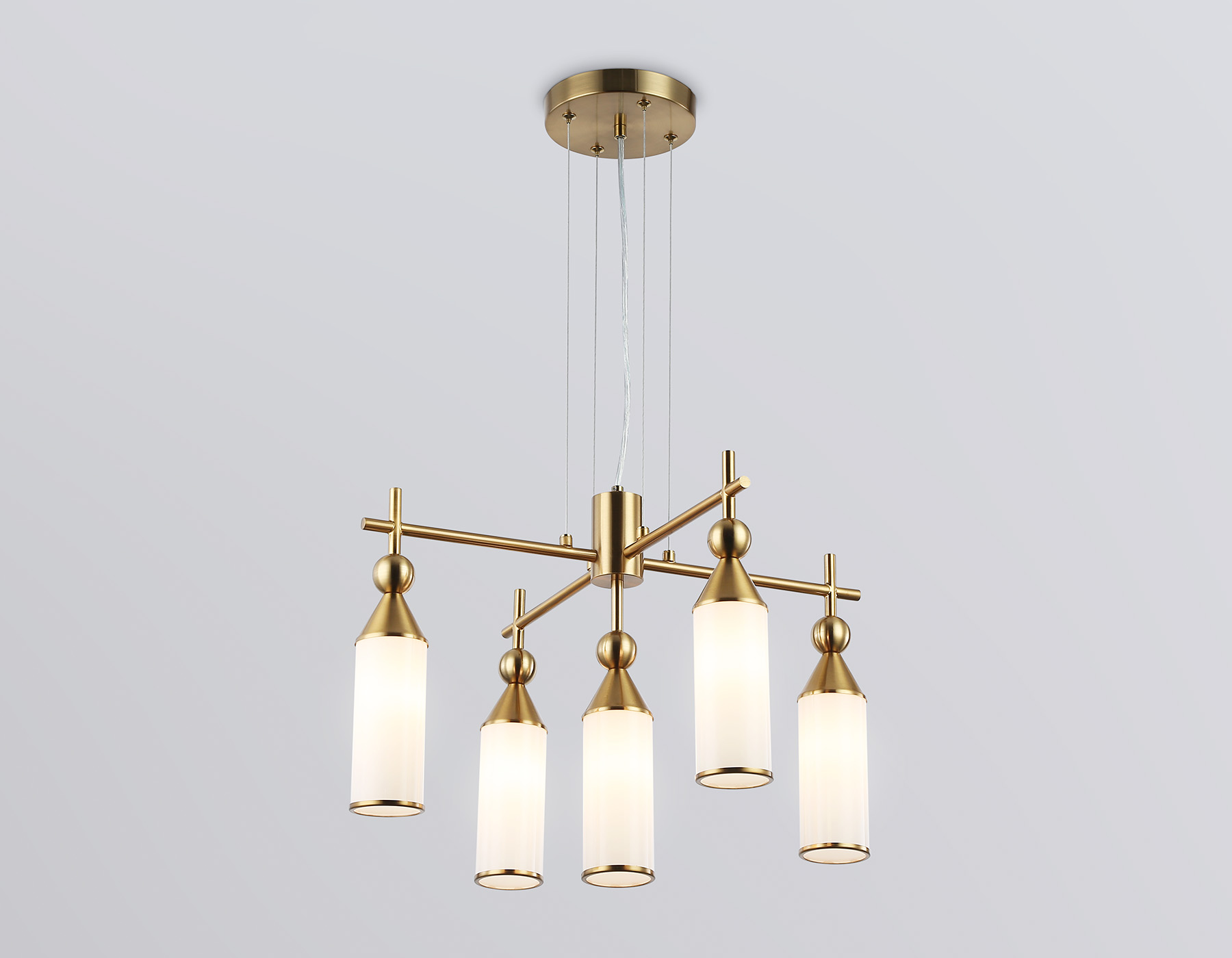 LH55276/5 BS/FR латунь/белый матовый E14*5 max 40W D520*1390