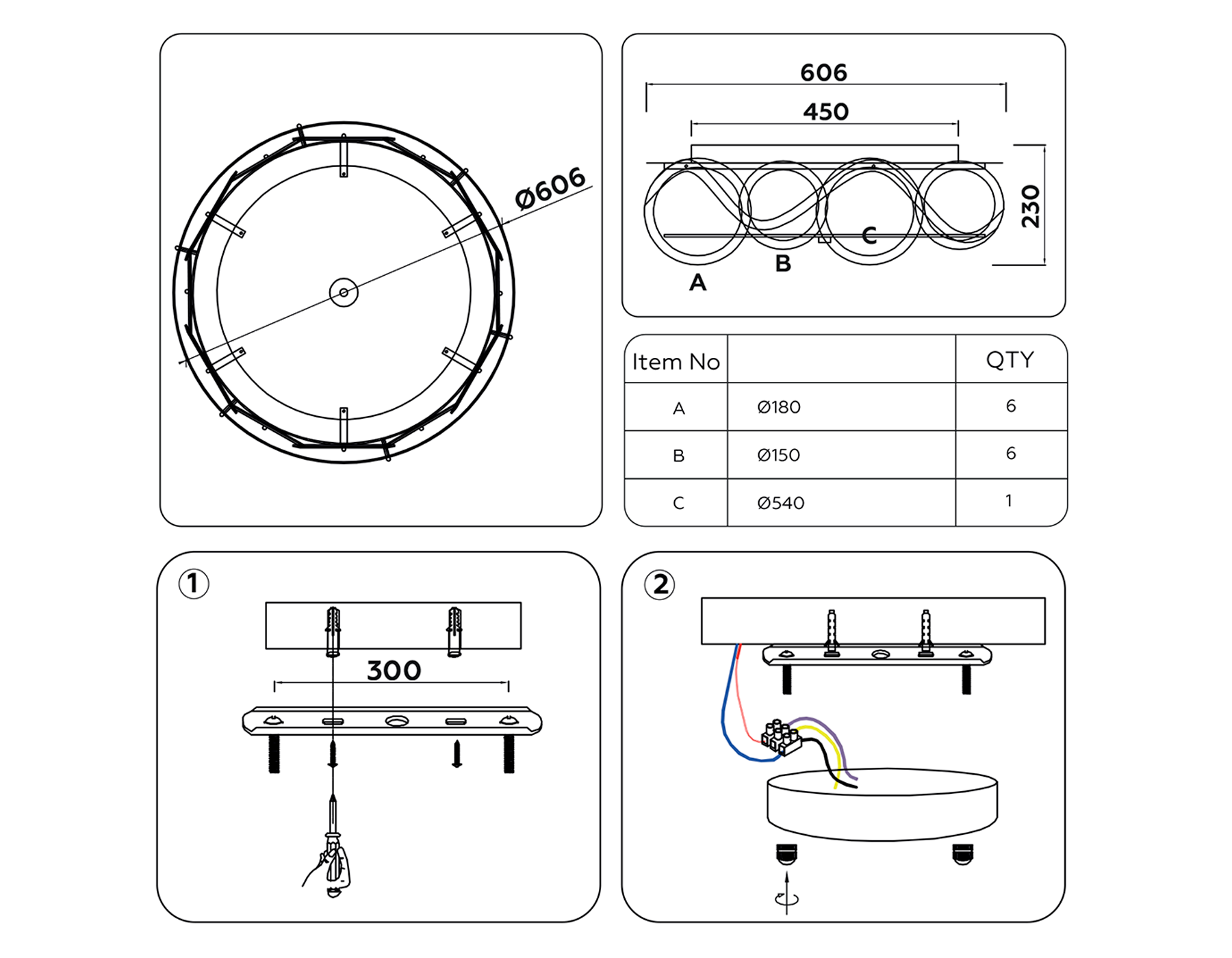 TR5328/6 GD/SM/FR золото/дымчатый/белый матовый E14/6 max 40W D606*230