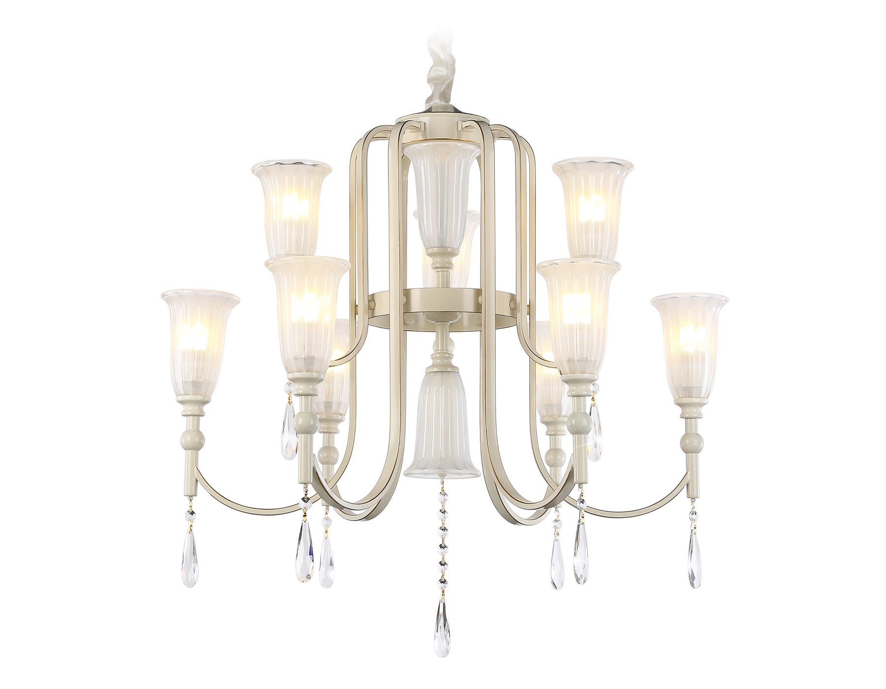 TR3248/9 BG/GD/FR бежевый/золото/белый матовый E14*9 max 40W D735*720