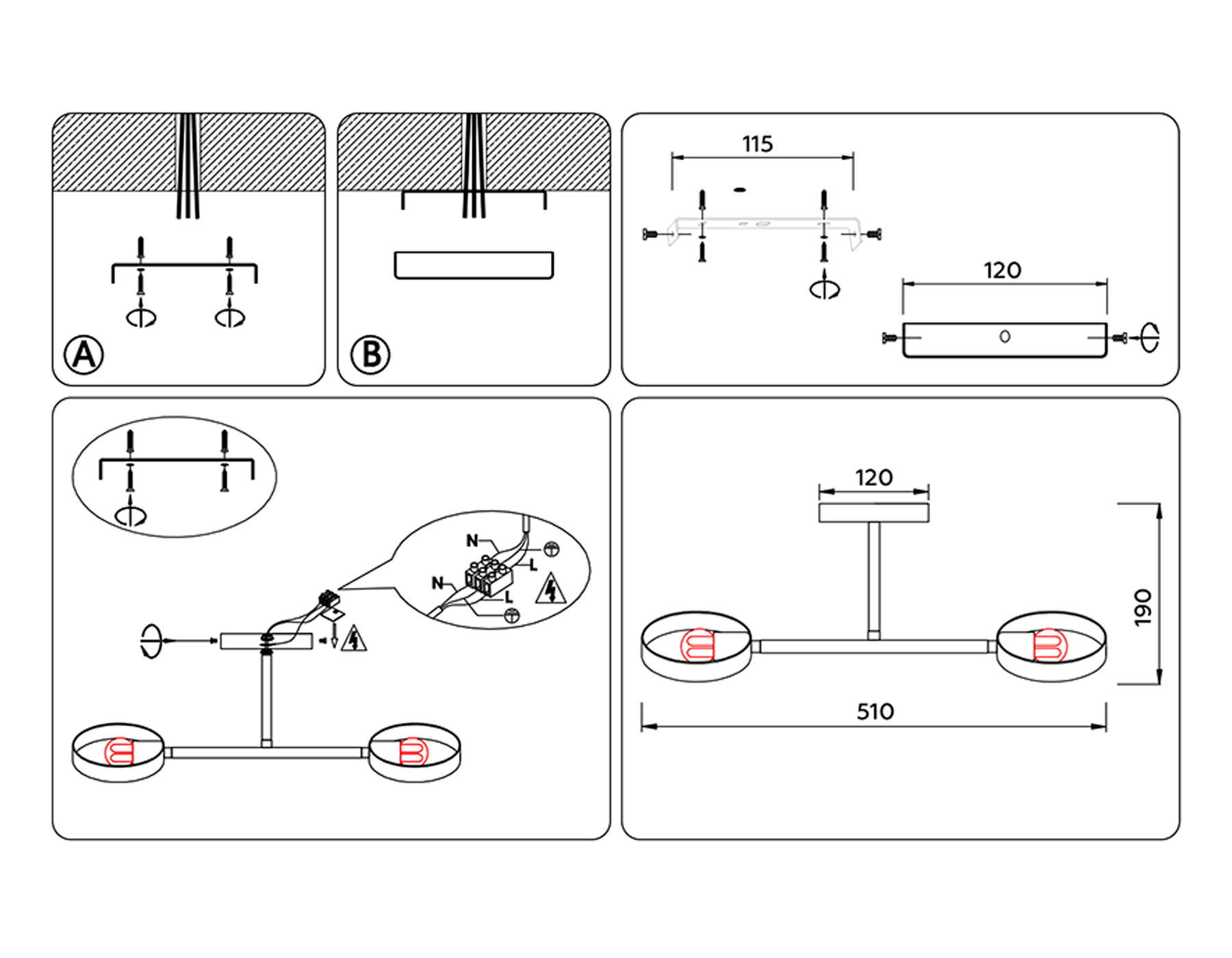 TR8225/2 BK/SB черный/бронза E27/2 max 40W 510*165*190