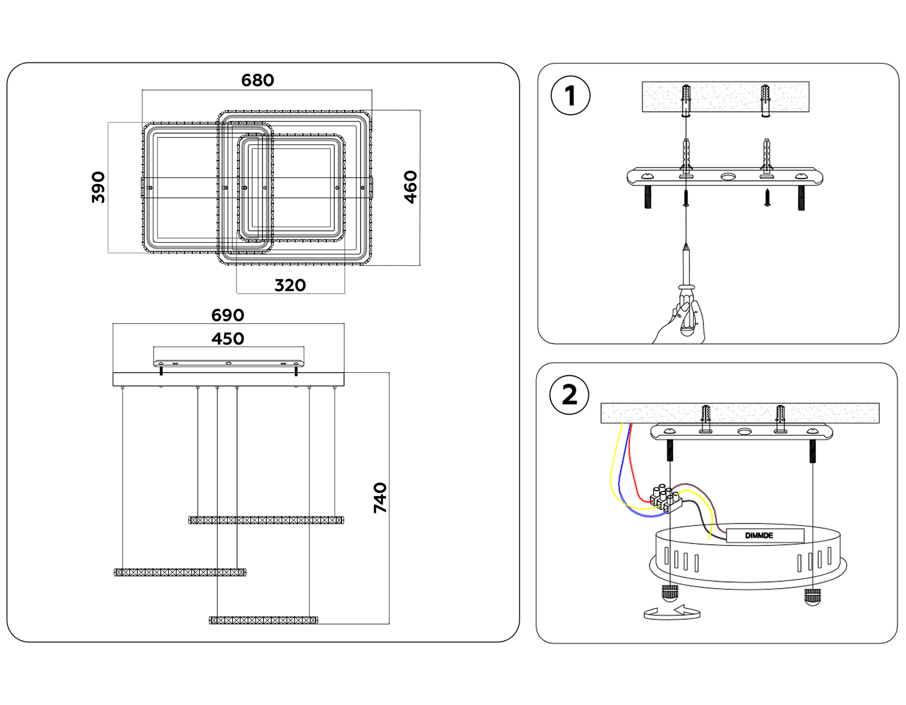 FA1759/3 CH хром 180W 3000K+6400K/3000K/6400K/4200K+4200K 680*460*740 (ПДУ РАДИО 2.4G)