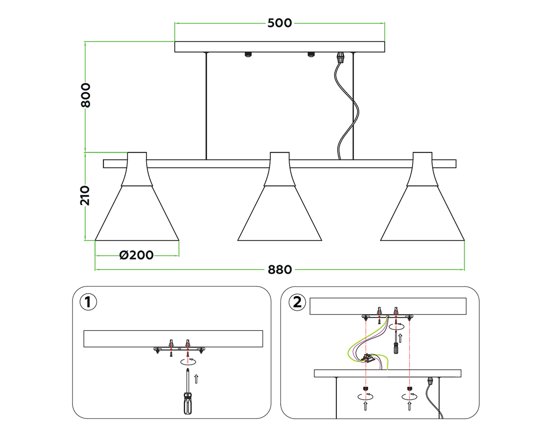 TR8196/3 WH/LW белый/светлое дерево E27*3 max 40W 880*200*1010