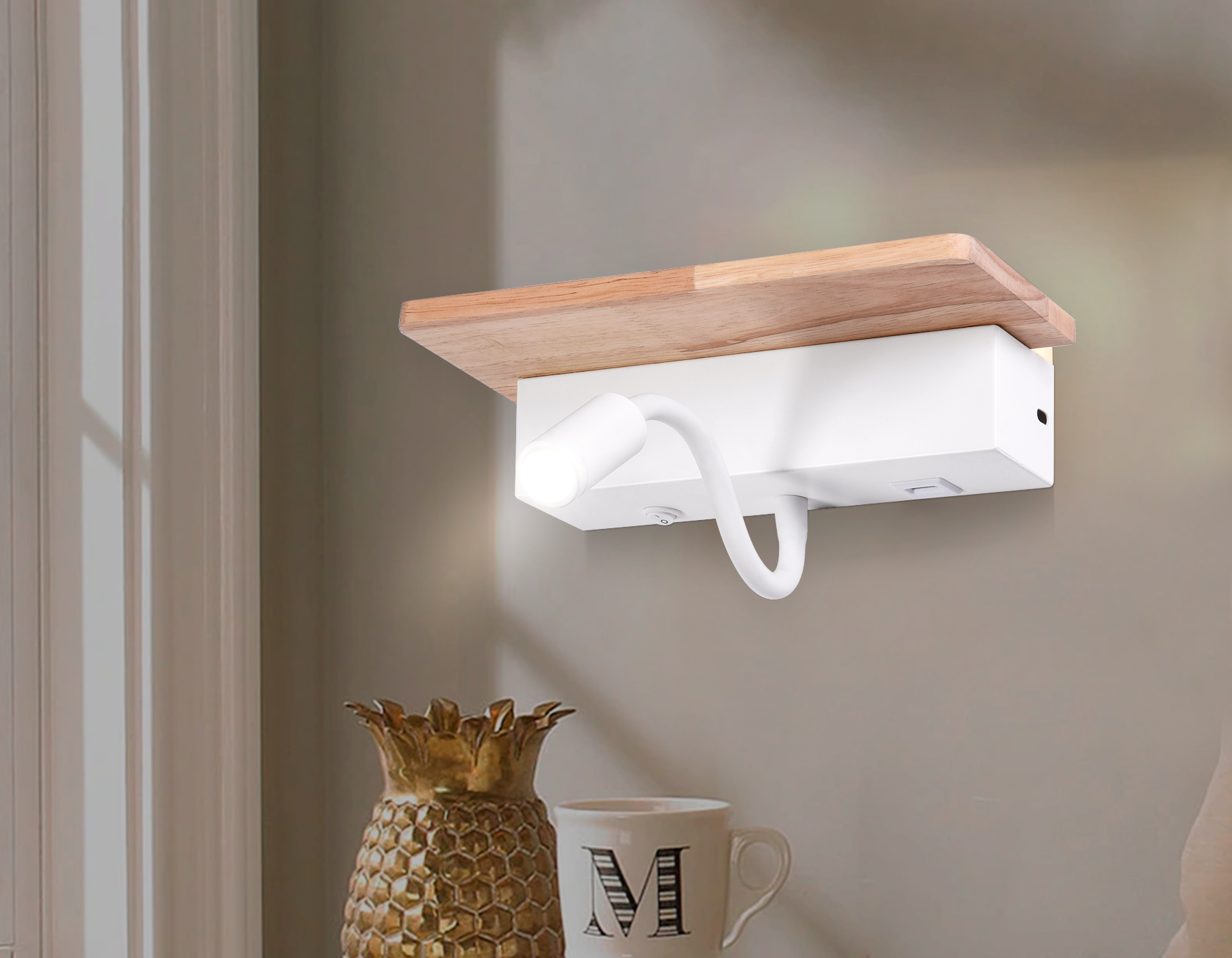 FW290 WH/LW белый/светлое дерево LED 4200K+3000K 4W+1W 265*110*130