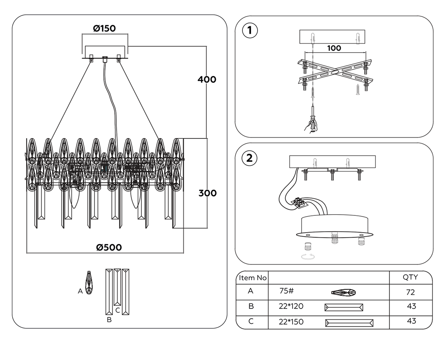 TR5263/8 GD/CL золото/прозрачный E14/8 max 40W D500*700
