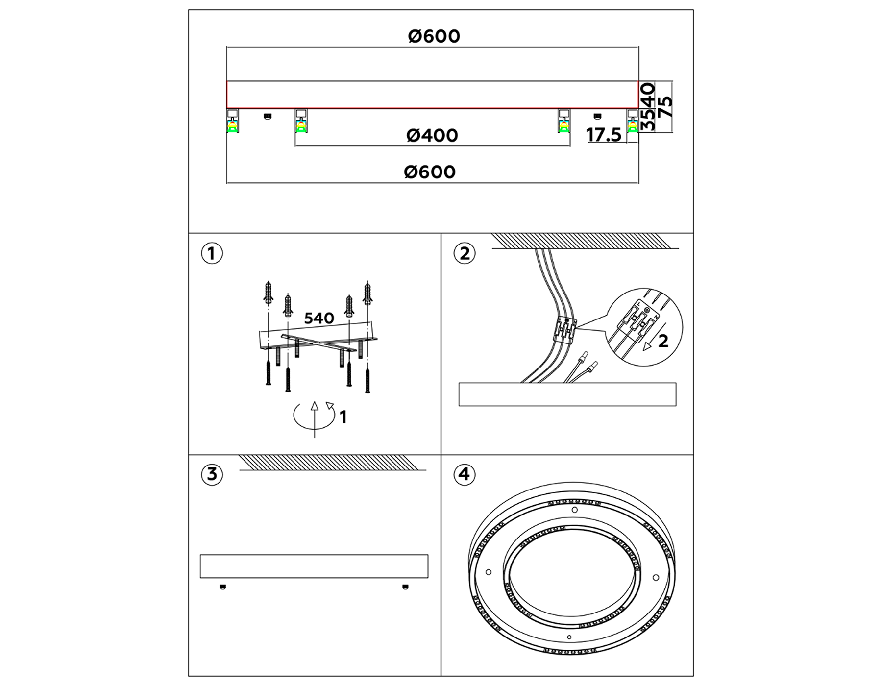 FL5821 WH белый 55W 3000K/4200K/6400K D600*75 (без ПДУ)
