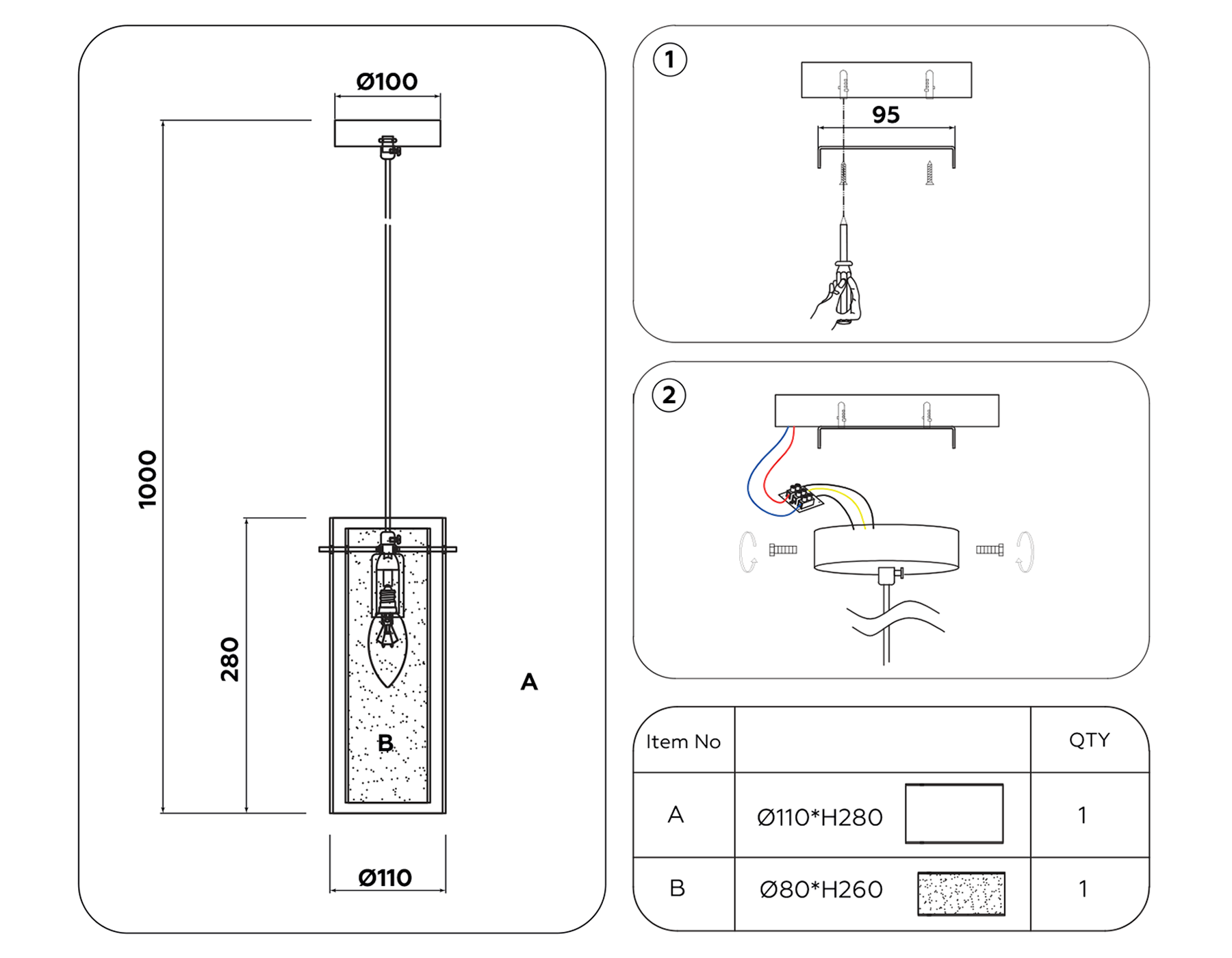 TR3672 CH/CL/FR хром/прозрачный/белый матовый E14 max 40W D110*1000