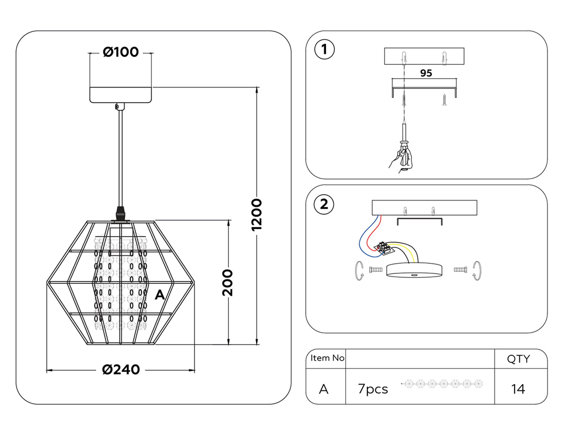 TR5852 DCF/TI темный кофе/янтарь E27 max 40W D280*1200