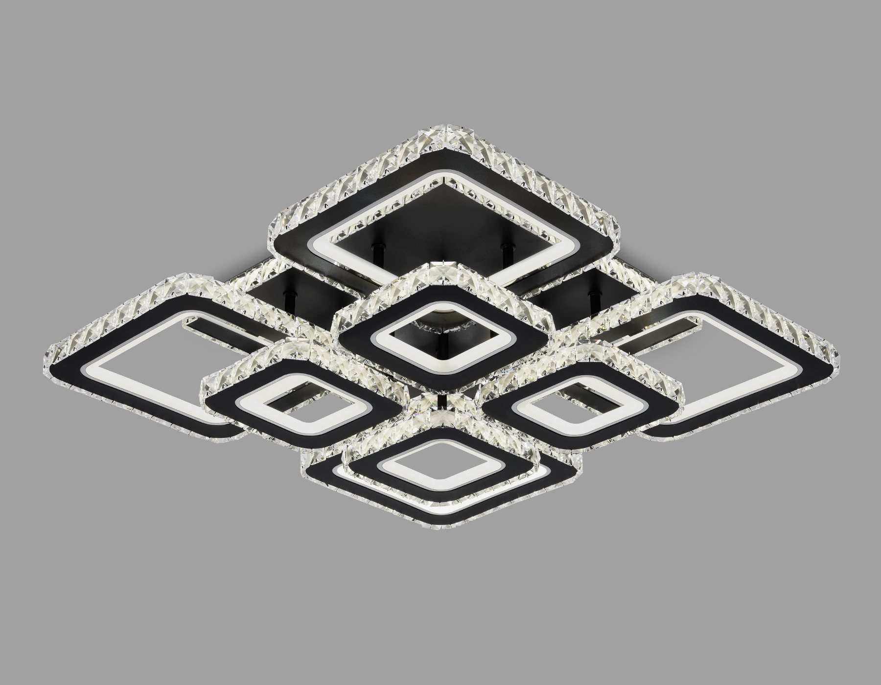 FA1738/4+4 BK/CH черный/хром 215W 3000K/4200K/6400K 720*720*120 (ПДУ РАДИО 2.4G)