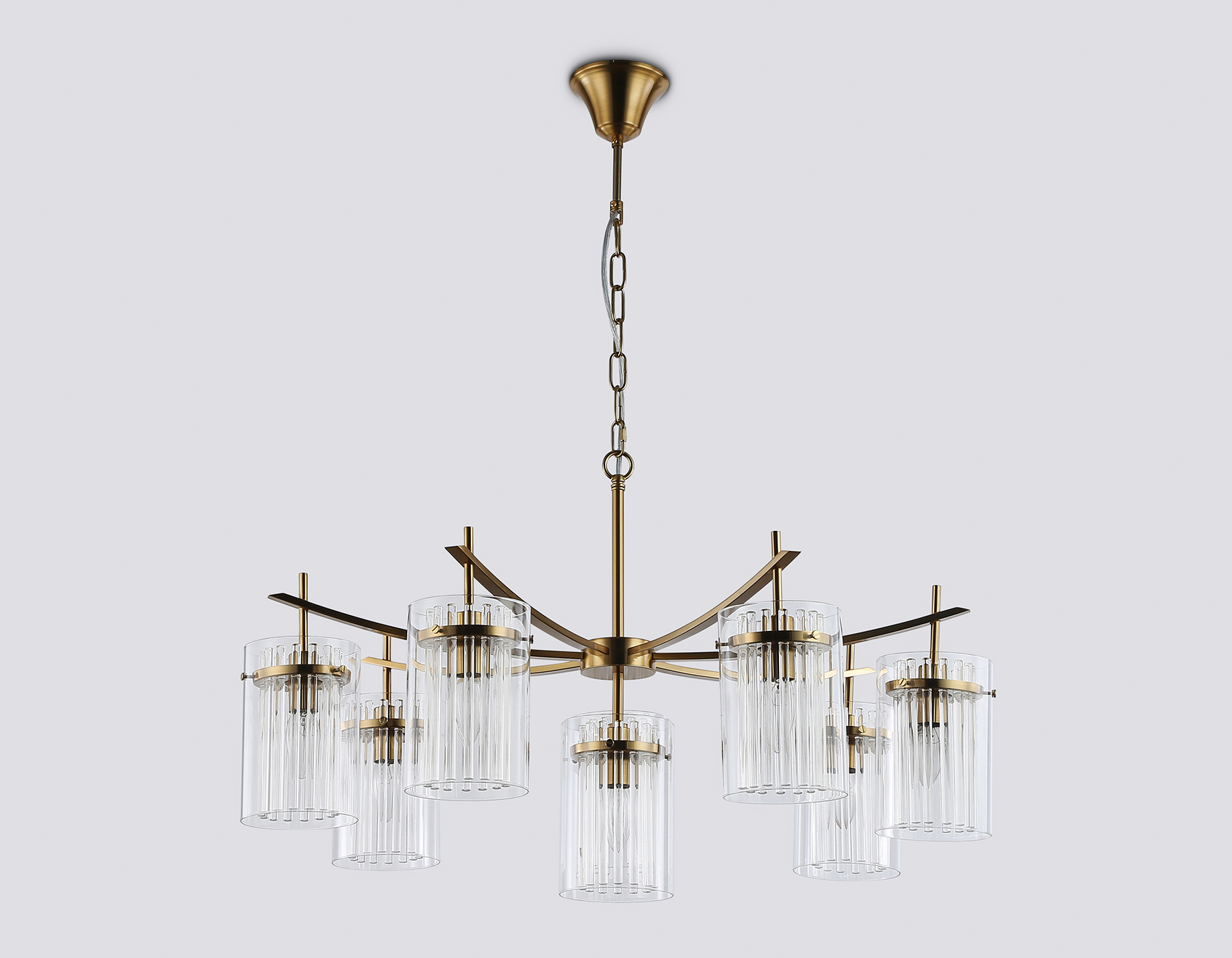 LH56033/7+1 BS/CL латунь/прозрачный E14*8 max 40W D790*1200