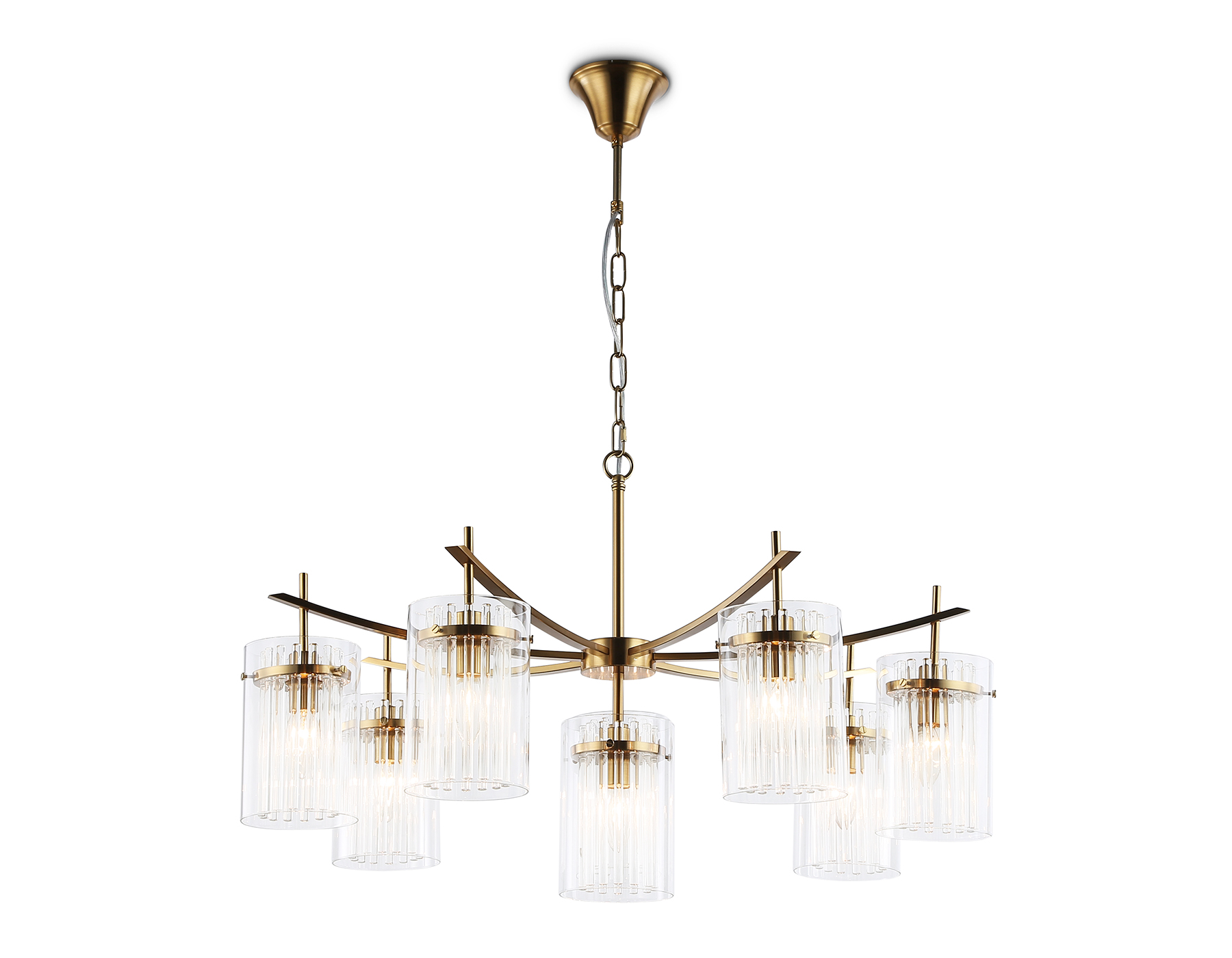 LH56033/7+1 BS/CL латунь/прозрачный E14*8 max 40W D790*1200