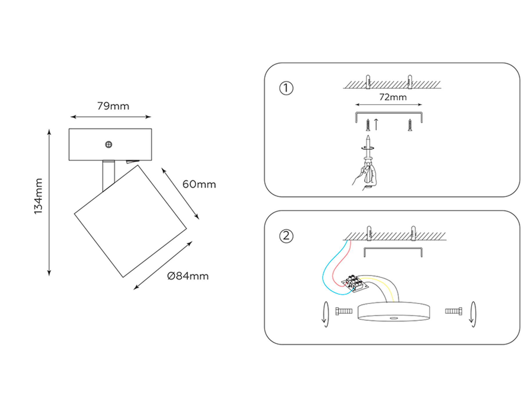 TA133 BK черный GX53 max 12W D79*134*D84