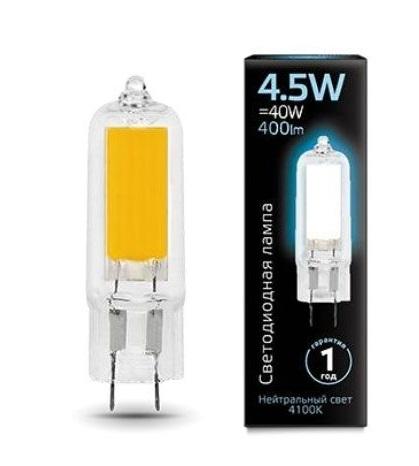 Лампа Gauss LED G4 AC220-240V 4.5W 400lm4100K Glass 1/10/200