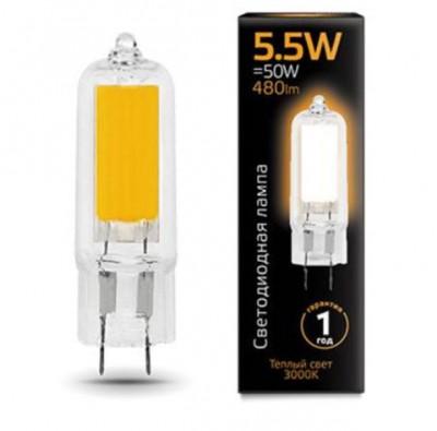 Лампа Gauss LED G4 AC220-240V 5.5W 480lm3000K Glass 1/10/200