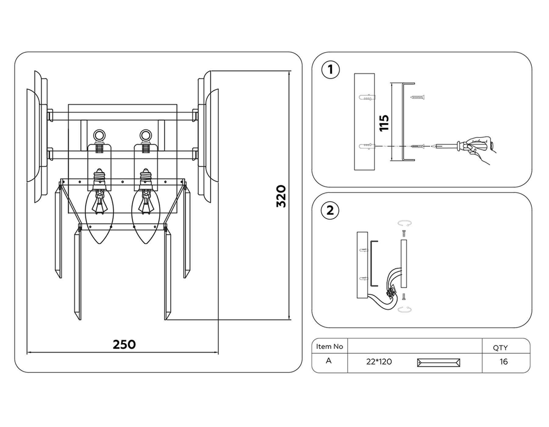 TR5294/2 PGD/GD розовое золото/золото E14/2 max 40W 320*250*140
