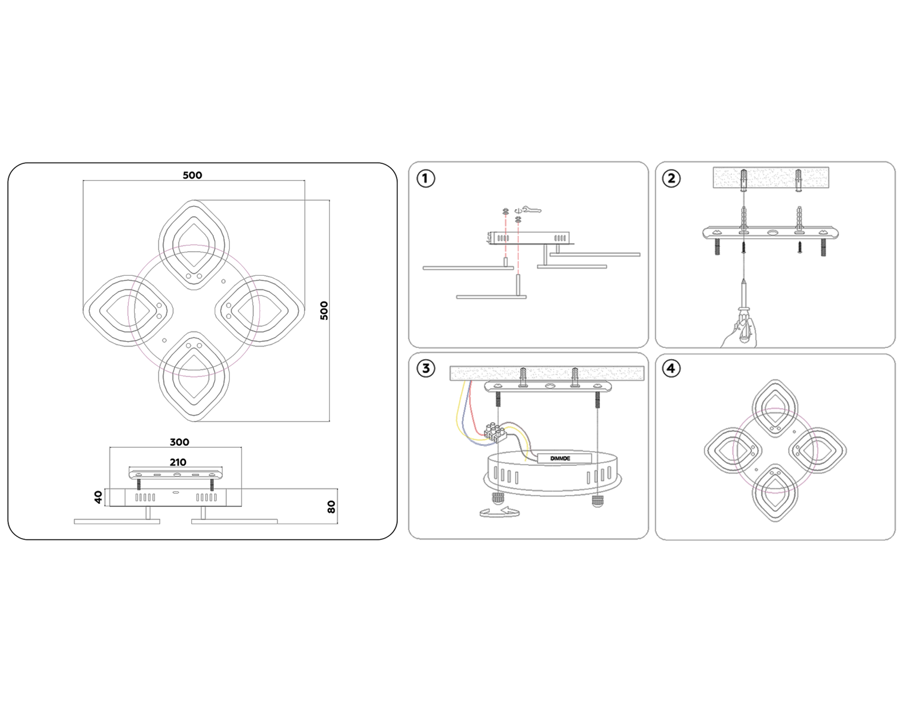 FA8841/4 WH белый 3000K/4200K/6400K 80W 500*500*80 (ПДУ РАДИО 2.4G)