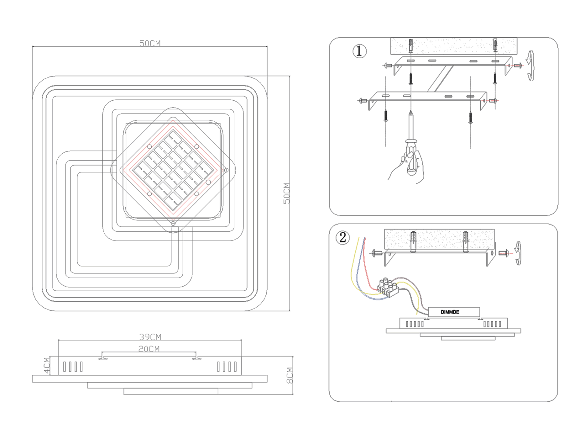 FA255 WH белый 118W 500*500*80 (ПДУ РАДИО 2.4)