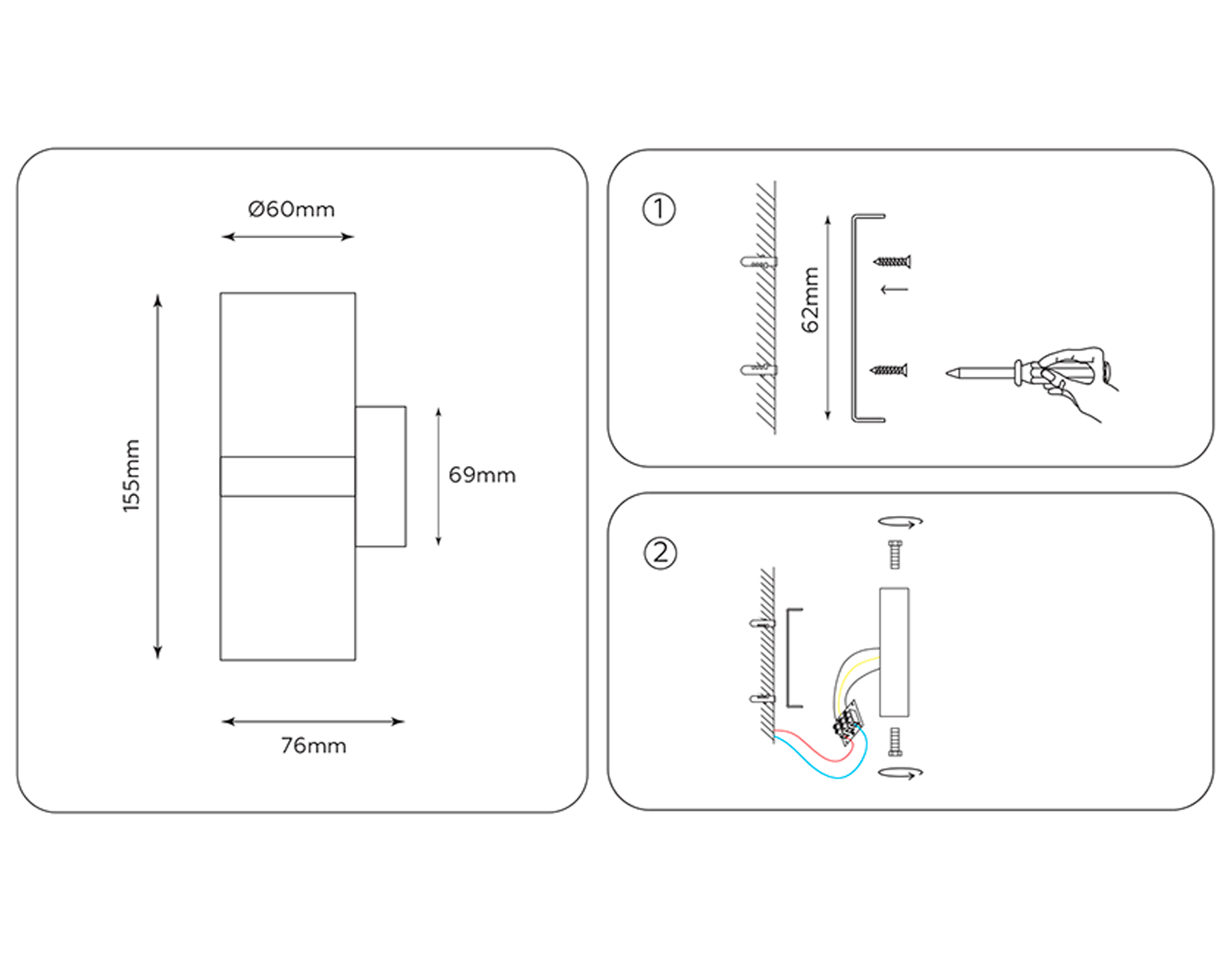 FW242/2 WH/GD белый/золото GU10*2 max 12W 155*60*76