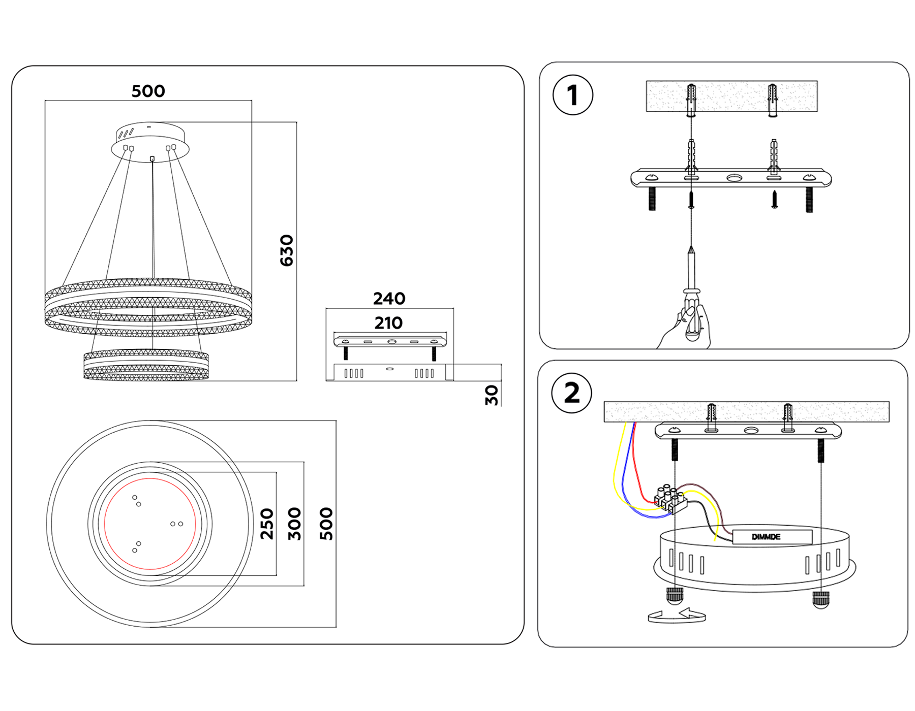 FA6178/2 GD золото 108W 3000K+6400K/3000K/6400K/4200K+4200K D500*630 (ПДУ РАДИО 2.4G)