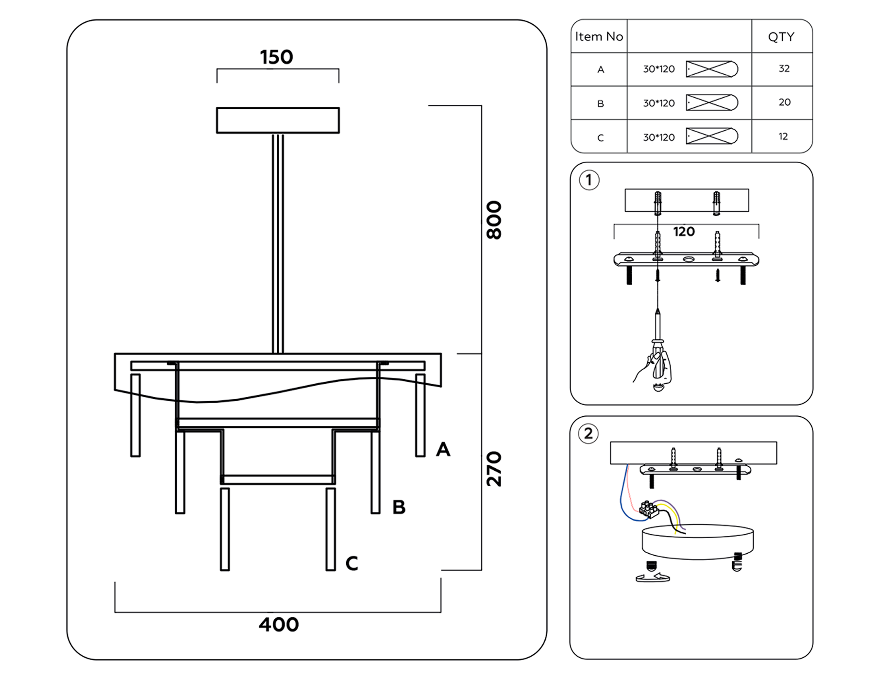 TR5080 SL/CL серебро/прозрачный E14/6 max 40W D400*1070
