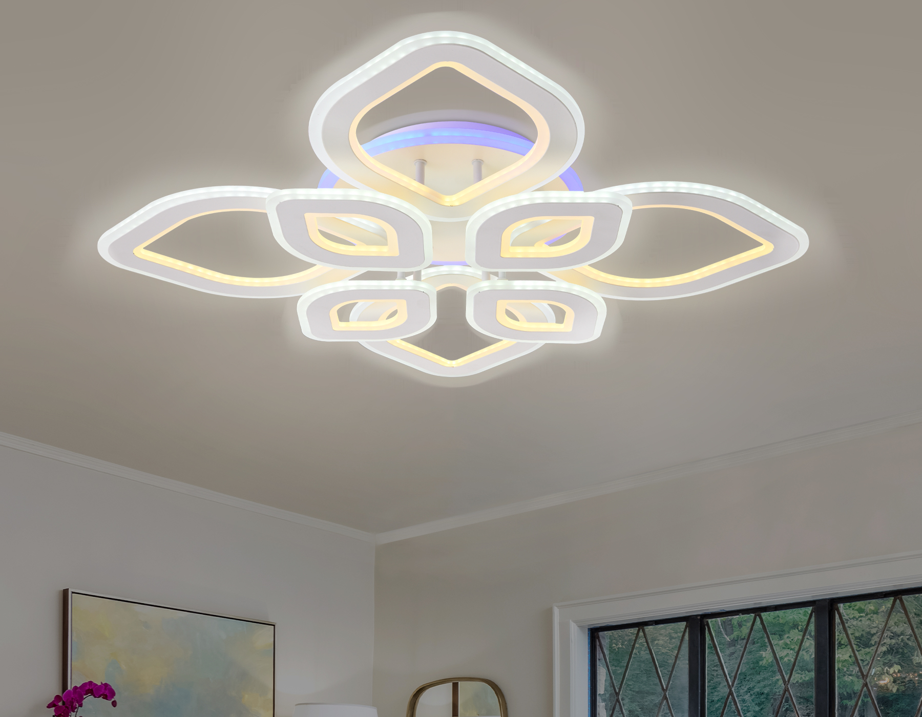 FA8844/4+4 WH белый 3000K/4200K/6400K 190W 770*770*120 (ПДУ РАДИО 2.4G)